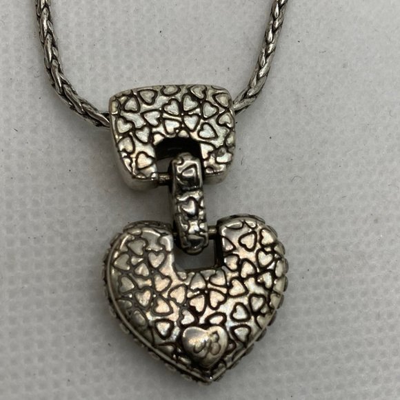 Brighton Cafe Au Lait Reversible Heart Silver Pendant Necklace - Picture 4 of 6